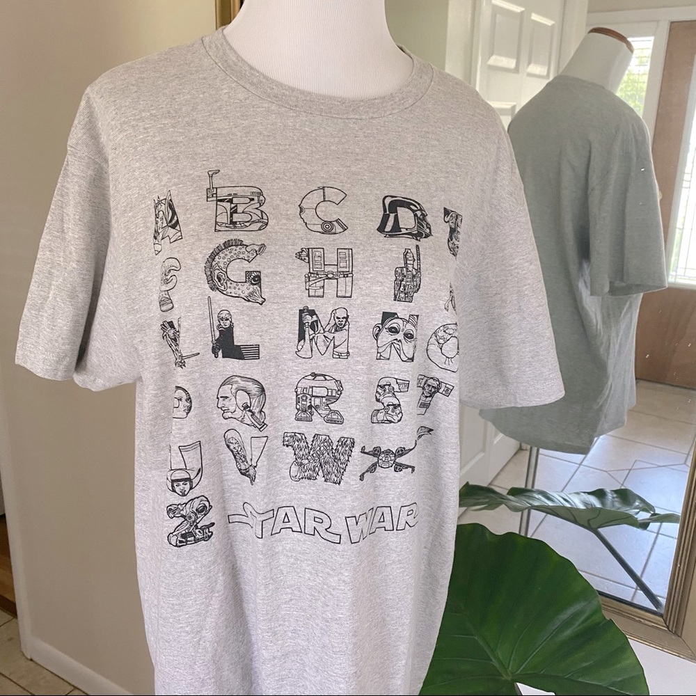 Star Wars Alphabet Graphic Shirt LARGE Grey